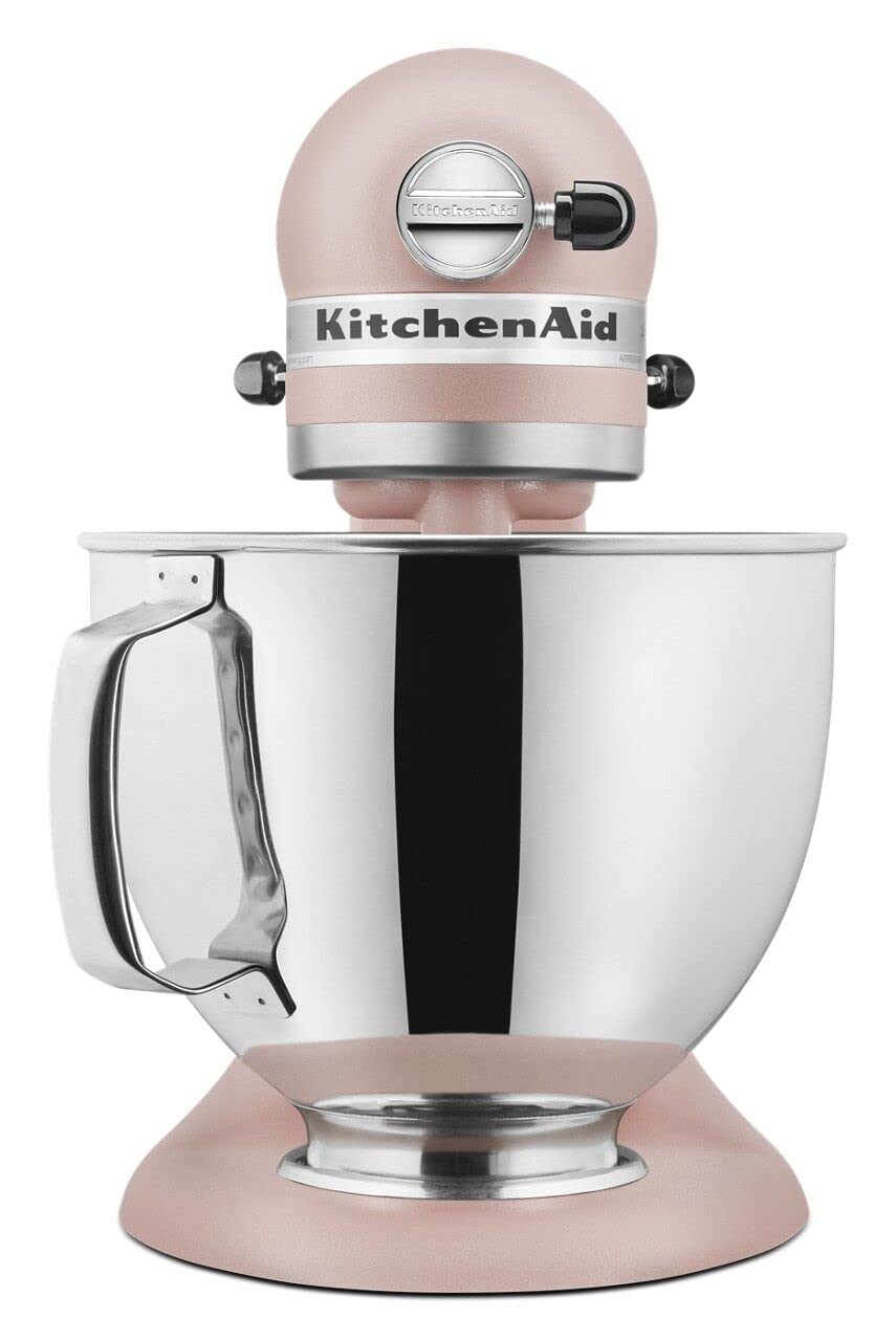KitchenAid KSM150PSFT Artisan Series - Batidora de pie con protector de vertido, color rosa pluma