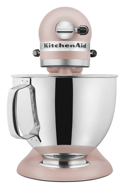 KitchenAid KSM150PSFT Artisan Series - Batidora de pie con protector de vertido, color rosa pluma