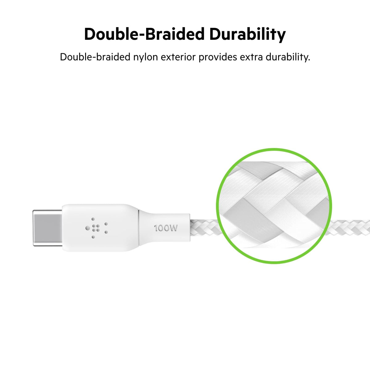 Belkin - Cable USB C a USB C, paquete de 2 unidades, 6.5 pies, 100 W, cargador tipo C, cable de cargador para iPhone, suave, trenzado, flexible para iPhone 16, Galaxy S25, Pixel 9, Airpods, iPad Pro