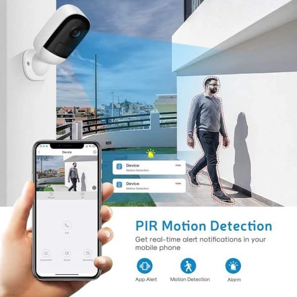 Anewone Cámara de Seguridad 3MP, Cámara WiFi Inalámbrica para Interior 2304x1296P Full HD, IP66, Audio Bidireccional, Visión Nocturna de Color, Detección de Movimiento, 64GB SD Card