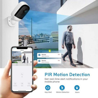 Anewone Cámara de Seguridad 3MP, Cámara WiFi Inalámbrica para Interior 2304x1296P Full HD, IP66, Audio Bidireccional, Visión Nocturna de Color, Detección de Movimiento, 64GB SD Card