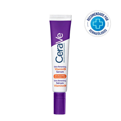 CeraVe Skin Renewing Vitamina C Sérum Facial, Todo Tipo de Piel, 30 ml | Con 3 Ceramidas Esenciales y Ácido Hialurónico, ilumina la piel, unifica el tono y reduce la apariencia de líneas finas