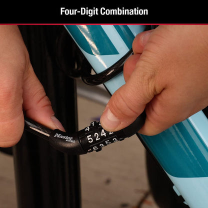 Master Lock - Juego de cerradura de bicicleta con combinación preestablecida, color negro, con un revestimiento de vinilo resistente a la intemperie para equipos al aire última intervensión,