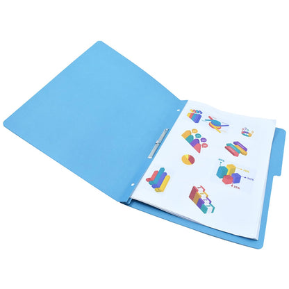 Wilson Jones Caja con 90 Folders ACCOpress Tamaño Carta Azul Claro, Con Broche Metálico 8 cm y Media Ceja, capacidad 300 hojas. P4553