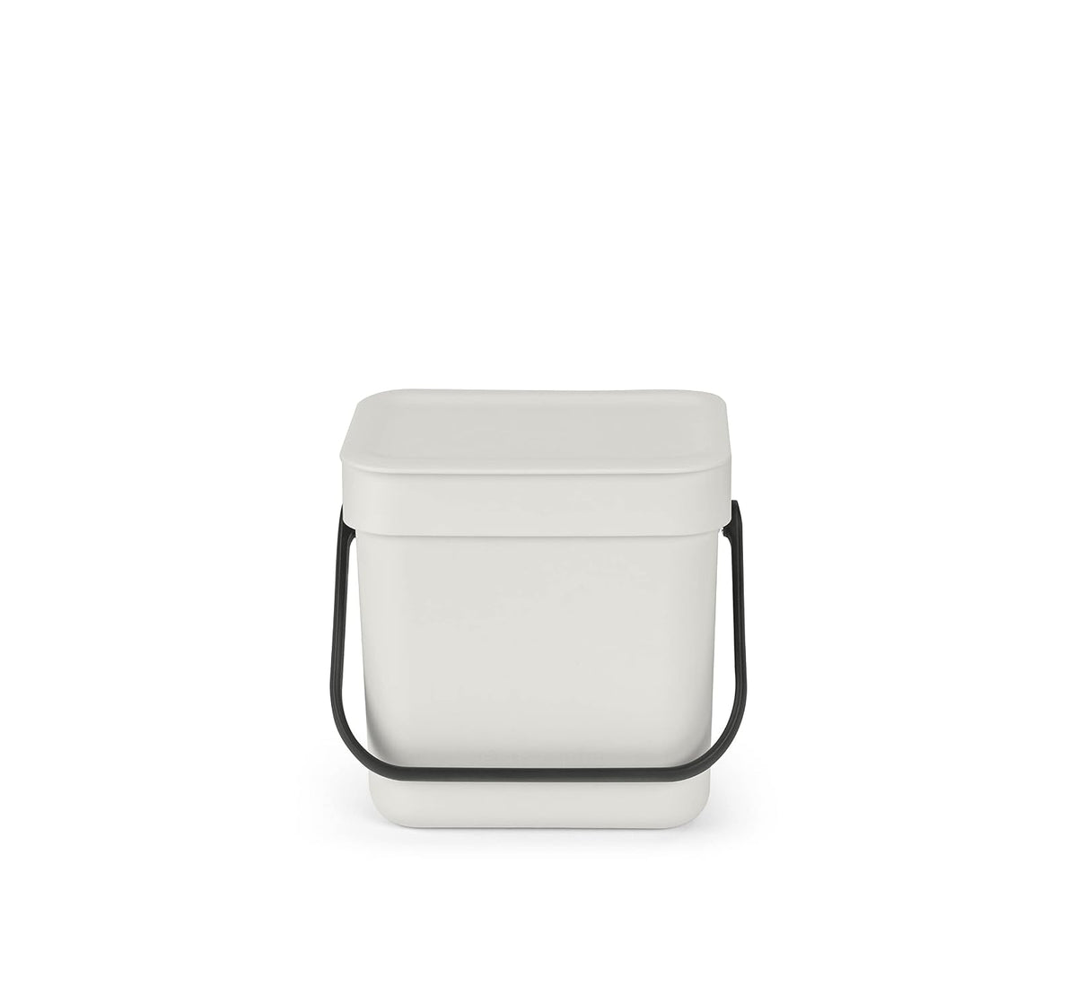 Brabantia Sort & Go - cubeta de basura para alimentos (0.8 gal/gris claro) pequeño para encimera de cocina con mango y tapa extraíble, fácil de limpiar