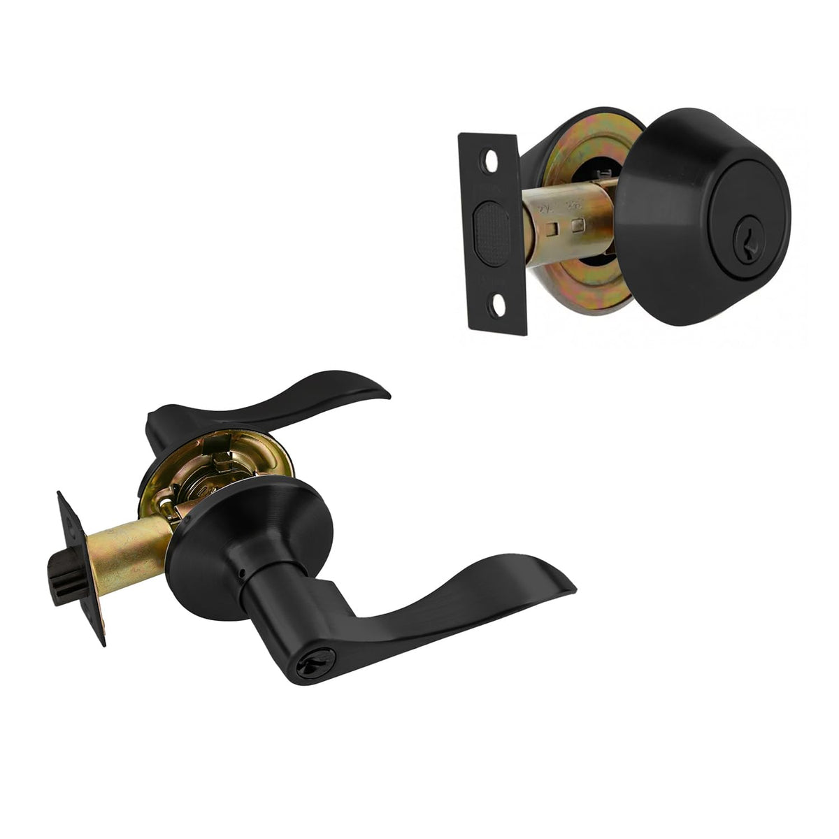 Phillips Combo Cerrojo/Manija Nogal Para Entrada LLave-Mariposa Negro