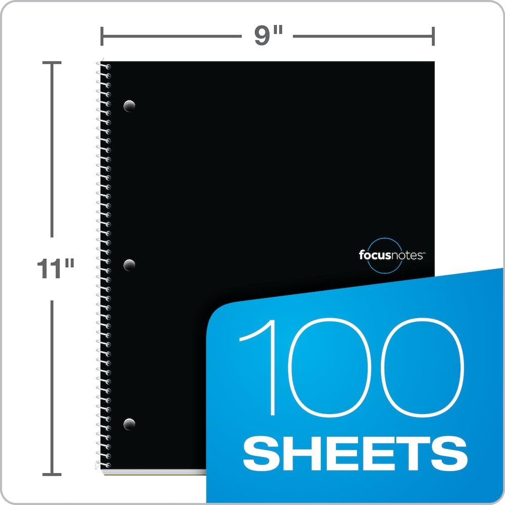 TOPS FocusNotes Note Taking System 1-Subject Notebook, 11 x 9 Inches, White, 100 Sheets (90223)