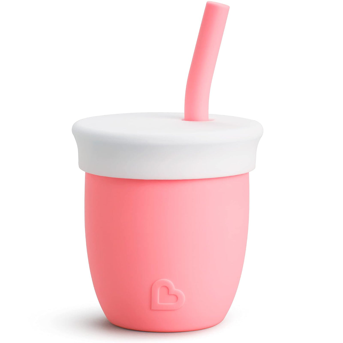 Munchkin C'est Silicona! Taza de entrenamiento abierta con popote para bebés y niños pequeños de 6 meses, 4 onzas, 1 paquete, coral