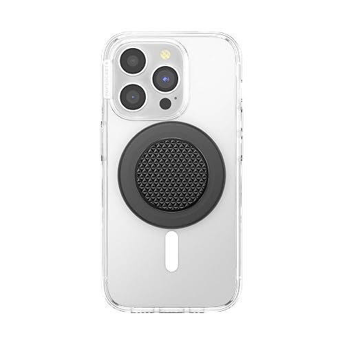 PopSockets - Empuñadura para teléfono MagSafe, Agarre y Soporte magnético Seguro para teléfono, Soporte Manos Libres, Compatible con Carga inalámbrica, triángulo de alumbre moleteado Negro