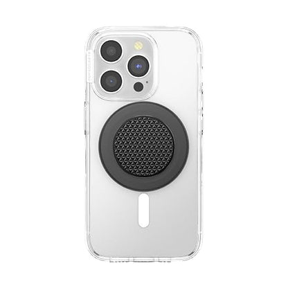 PopSockets - Empuñadura para teléfono MagSafe, Agarre y Soporte magnético Seguro para teléfono, Soporte Manos Libres, Compatible con Carga inalámbrica, triángulo de alumbre moleteado Negro