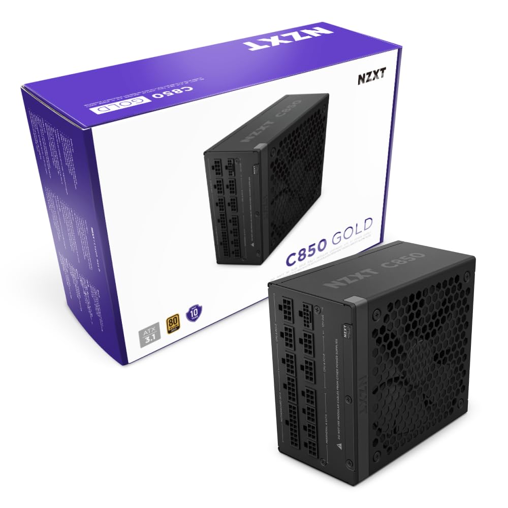 NZXT Fuente de Poder Serie C ATX 3.1, 80 Plus Gold, Modular - Serie C ATX 3.1 - Negro - - 850W Gold
