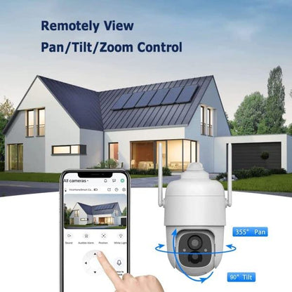 Cámara de Seguridad Solar inalámbrica para Exteriores – Cámara Solar de 2 MP– 1080P Cámara de Seguridad WiFi 2.4G –PIR visión Nocturna a Todo Color 2 vías Audio, 64GB SD Card