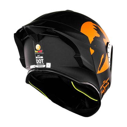 KOV Casco Buster Dragon Ball Z Goku Negro Mate Integral para Moto Deportivo AERODINAMICO Certificado Dot
