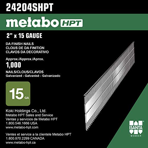 Metabo HPT Clavos de Acabado Galvanizados 2" x 15 GA 1000 unidades