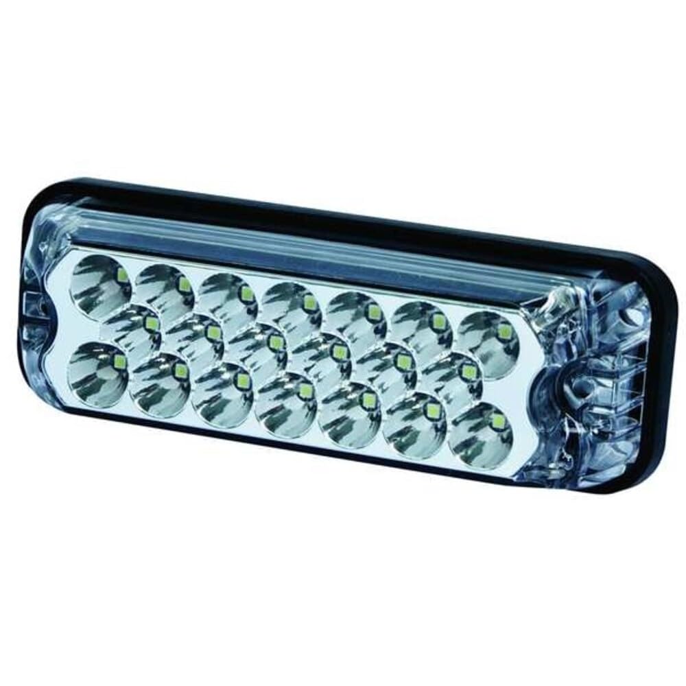 ECCO 3811A LED direccional: Montaje en superficie rectangular, 12-24VDC, 7 patrones de flash, ámbar