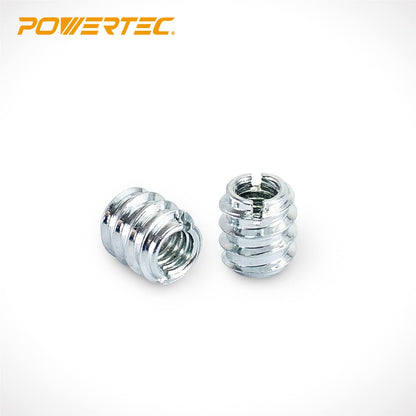 POWERTEC - Insertos de tuerca de 50 1/4 '-20 | Adecuado para madera dura y madera blanda, carpintería y muebles | 11,9 mm de longitud (QTI1002)
