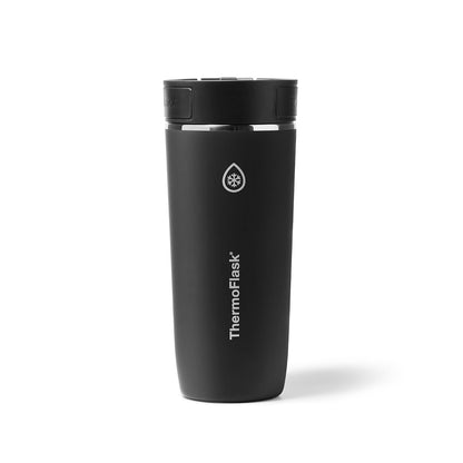 ThermoFlask Vaso de Café de Viaje con Tapa Sip-N-Lok, Acero Inoxidable - Negro carbón