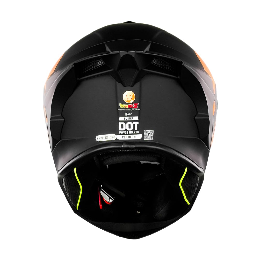 KOV Casco Buster Dragon Ball Z Goku Negro Mate Integral para Moto Deportivo AERODINAMICO Certificado Dot