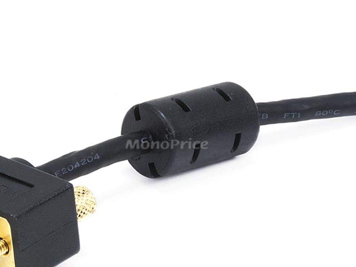 Mono Ultra Slim SVGA Super VGA M/F Monitor Cable - 25 Feet With Ferrites | 30/32AWG, Gold Plated Connector