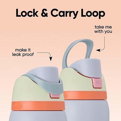 Owala FreeSip - Botella de agua aislada de acero inoxidable con popote para deportes, viajes y escuela, botella de agua deportiva sin BPA, 32 onzas, casa de playa