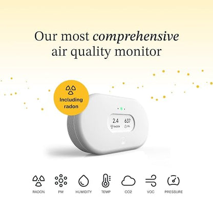 Airthings 2960 View Plus - Monitor de Calidad de Aire y radón Alimentado por batería (PM, CO2, VOC, Humedad, Temperatura, presión)