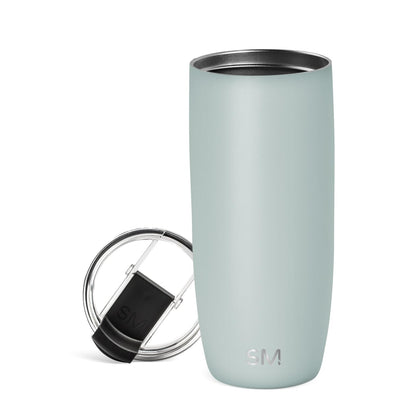 Simple Modern Voyager - Taza de Viaje con Tapa Abatible, Acero Inoxidable, Popotes Incluidos - 590 ml - -Sea Glass Sage