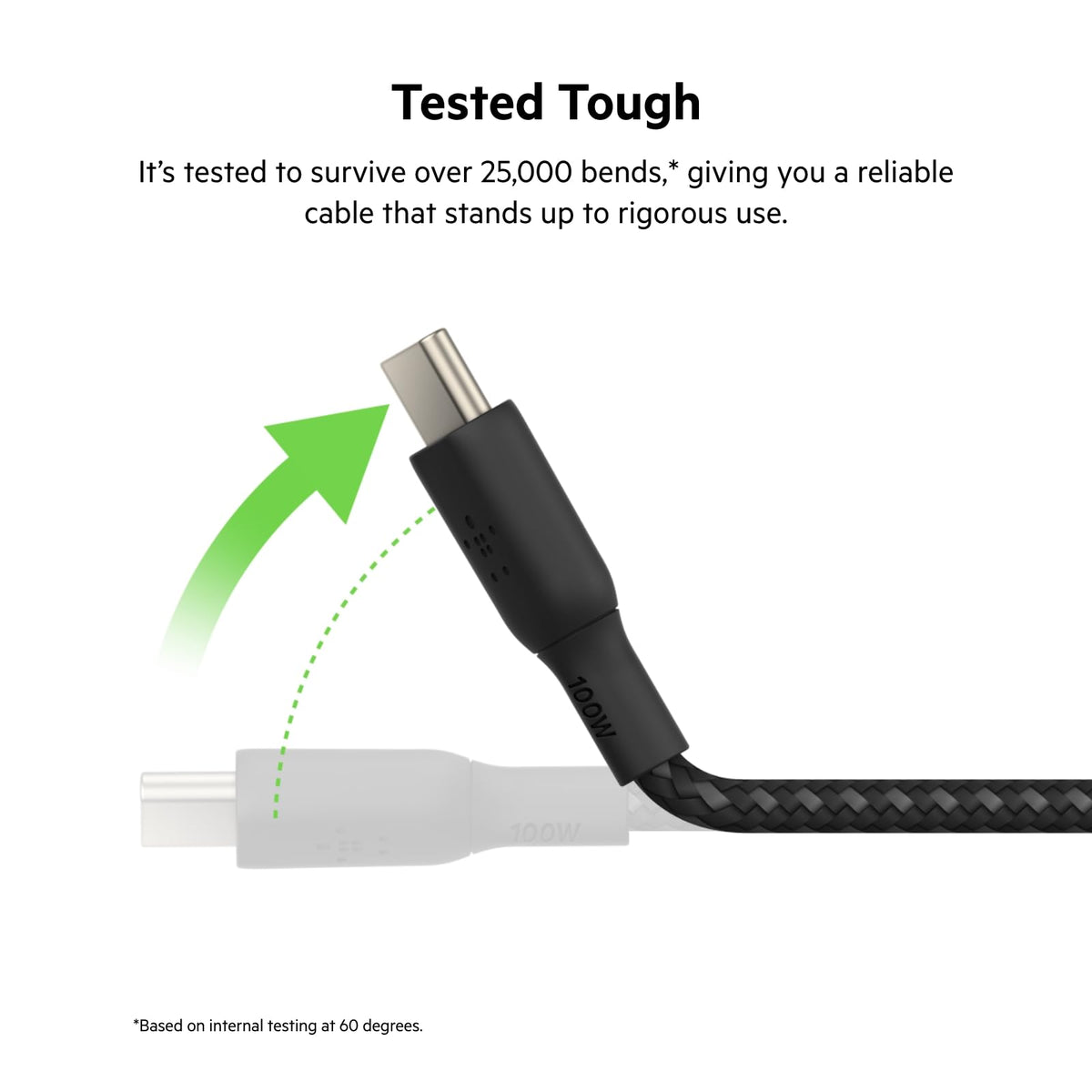 Belkin cable USB tipo C a USB-C, Power Delivery de 100 W, cable USB C con certificación USB-IF 2.0 con exterior de nailon y doble trenzado para iPhone 15, iPad Pro, MacBook, Galaxy y otros, 3 m, negro