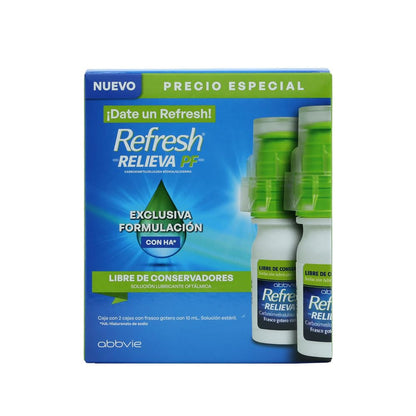 Abbvie - Refresh Relieva PF - 2 Goteros de 10 ml- Gotas Lubricantes Para Ojos Secos E Irritados -Hidratación Avanzada Sin Conservadores Con Hialuronato De Sodio