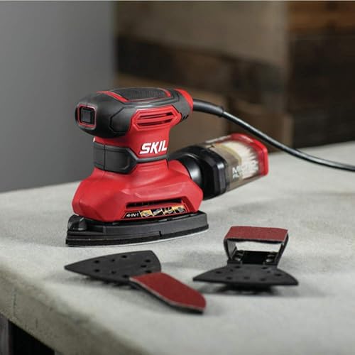 SKIL SR232301 - Lijadora de detalles multifunción con microfiltro, 3 accesorios adicionales y 12 hojas de lijado