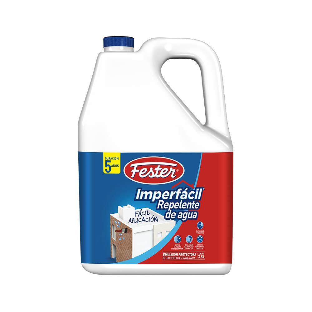 Fester Imperfácil Repelente De Agua, Emulsión Protectora de Superficies, Ideal Sobre Muros de Concreto, Ladrillo, Cantera, Estucos y Tejas no Tratadas, Color Blanco, Durabilidad de 5 Años, 3.8 Litros