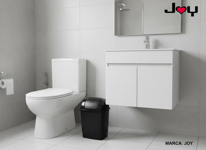 JOY - Bote de Basura Rectangular, Pack de 2, con Tapa de Balancín, Ideal para Mantener la Limpieza en el Hogar y Oficina, 13 Litros de Capacidad, Plástico Libre de BPA, Negro