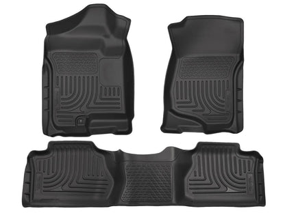 Husky Liners Weatherbeater - Alfombrillas para Chevrolet Silverado y GMC Sierra 1500, 2500, 3500 Extended Cab de 2007 a 2013 (Solo Cobertura para el pie) | Frente y 2ª Fila, 3 Piezas, Negro - 98211