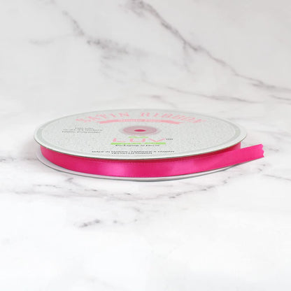 Creative Ideas PSF0308-175 Solid Satin Ribbon, 3/8" by 100 yd, Hot Pink