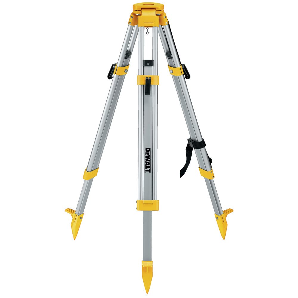 DEWALT - Trípode resistente (DW0737) | Aluminio y acero, patas de acero puntiagudas, cabeza plana, altura ajustable 38-60 pulg