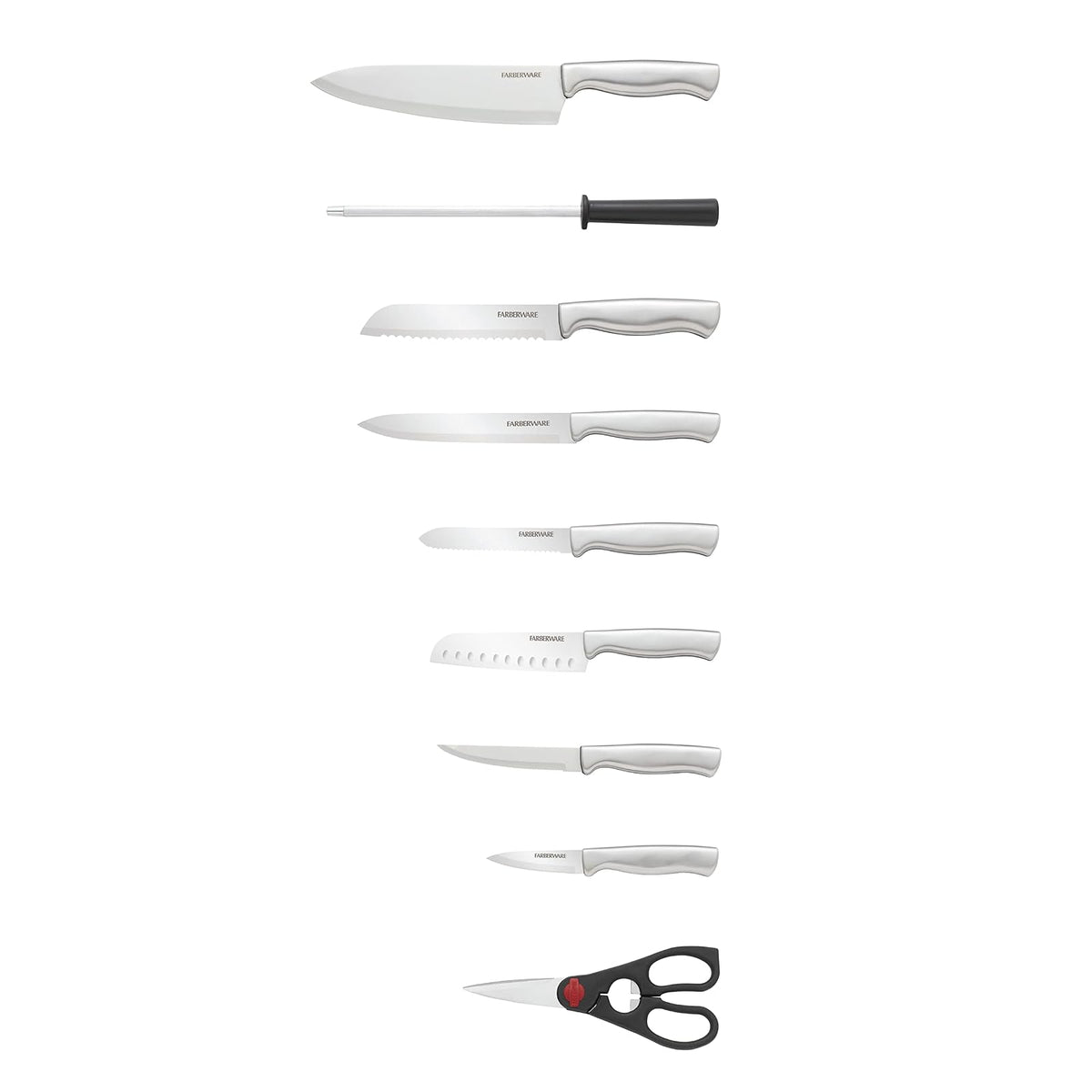 Farberware Juego de cuchillos de acero inoxidable con bloque para almacenamiento, 15 piezas