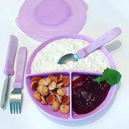 Twistshake Juego de Cubiertos de Aprendizaje | Tenedor, Cuchillo y Cuchara de Acero Inoxidable | Cubiertos Entrenadores para Niños a Partir de 12 Meses | Vajilla Infantil Soft Touch y Libre de BPA