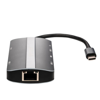 NACEB Technology - Hub USB-C 8 En 1 para Laptop - HDMI 4K RJ45 Ethernet 3 USB 3.0 Lector SD TF Carga PD 100W - NA-0129 Gris