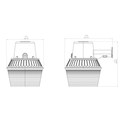 Halo Suburbana LED de 4000lm con TCC 4000K, con carcasa de aluminio y fotocelda integrada