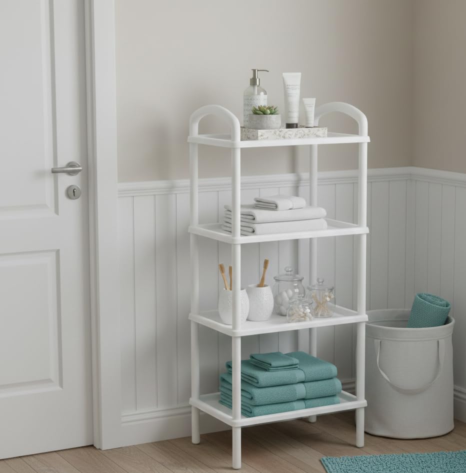 Italhome Estante De Plástico con 4 Repisas Lisas, Organizador Multiusos para Interior Ideal para Almacenamiento Scalp