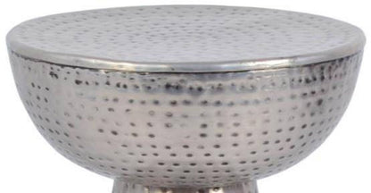 Madhu 's Collection Hammered Taburete/Mesa Auxiliar, Hammered Envejecido Plata