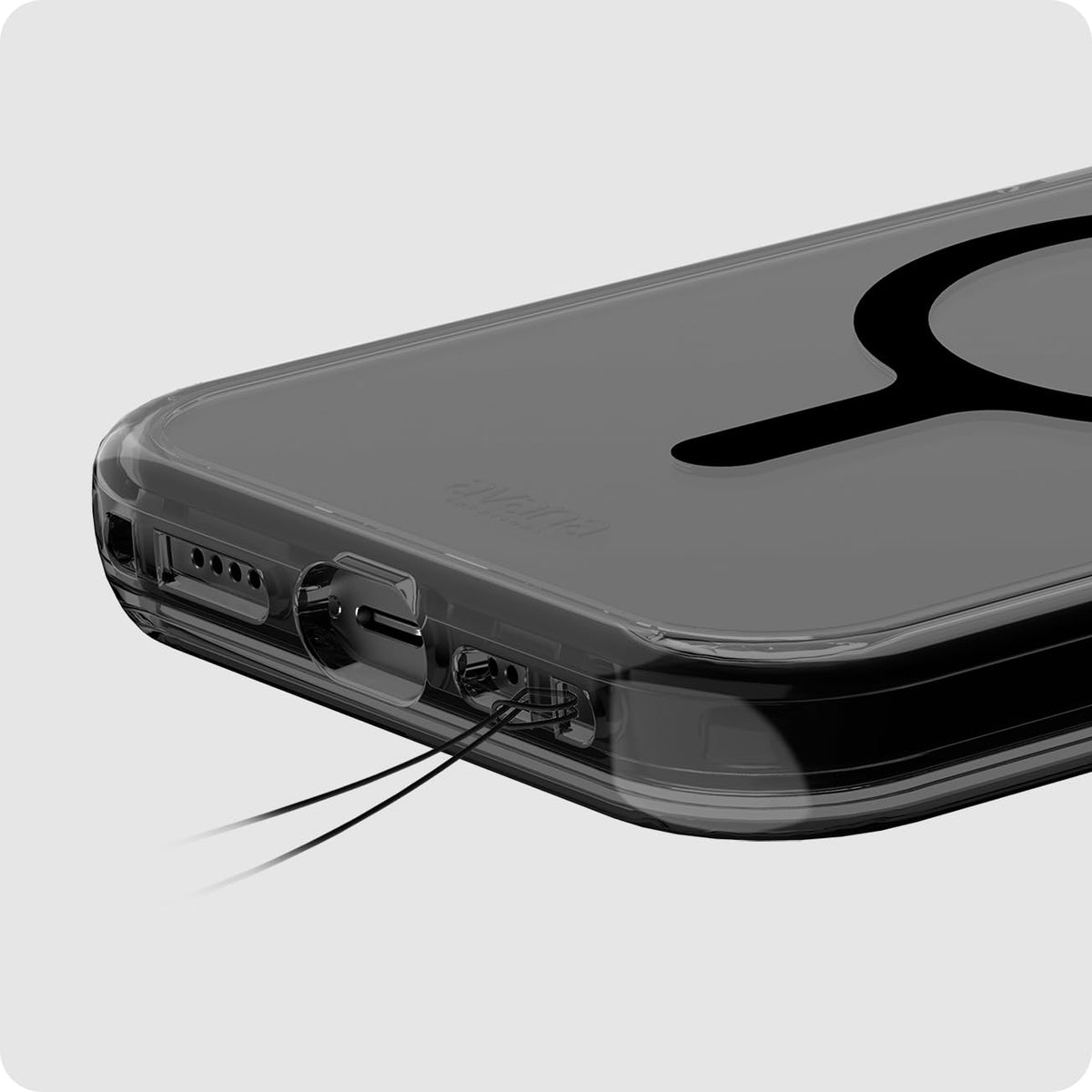 Avana Ice Funda con MagSafe Compatible con iPhone 15, Resistente a Caídas de 3m, Bisel Elevado, Protección Antimicrobiana - Negro/Transparente