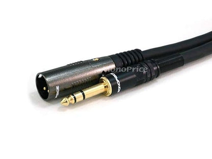 Monoprice Premier Series XLR - Cable Macho a TRS Macho de 1/4" (16 AWG), Premier Series, Negro, 10ft