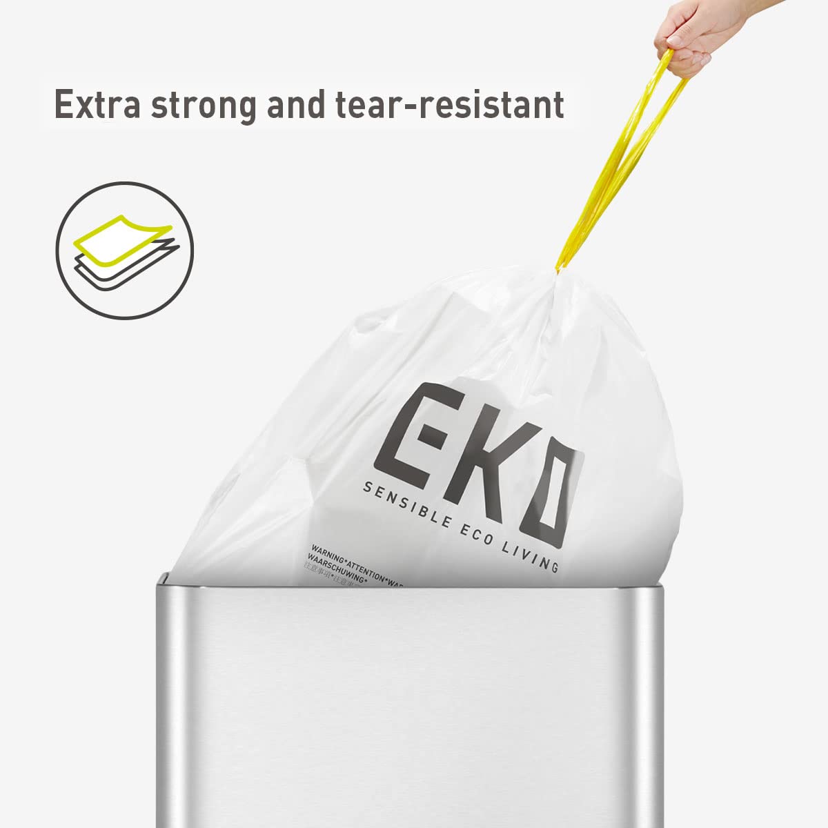 EKO Bolsas de Basura extrafuertes con cordón Tamaño G. 50-90 Litros. 60 unidades