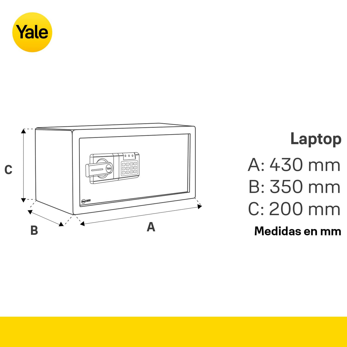 Yale Caja fuerte de seguridad electrónica, material acero, tamaño laptop, color negro