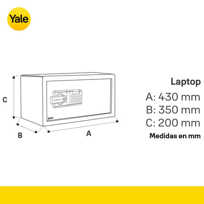 Yale Caja fuerte de seguridad electrónica, material acero, tamaño laptop, color negro