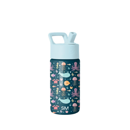 Simple Modern Summit Botella de Agua para Niños con Popote, 530 ml, Confetti - 0.4 Litros - -Under the Sea