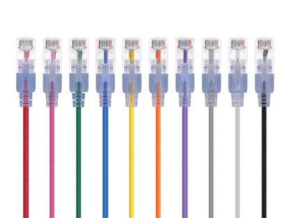 Monoprice SlimRun Cable de Conexión Ethernet Cat6A, 10 Gbit/s - Multicolor - 0.5 Feet - Paquete de 10