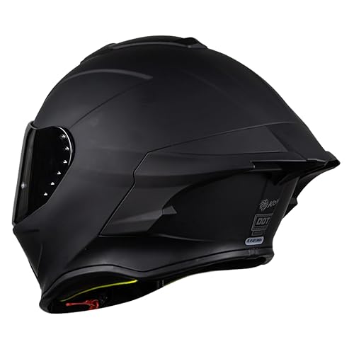 KOV Casco Buster Integral Negro Mate Deportivo ALERON AERODINAMICO para Moto Certificado Dot