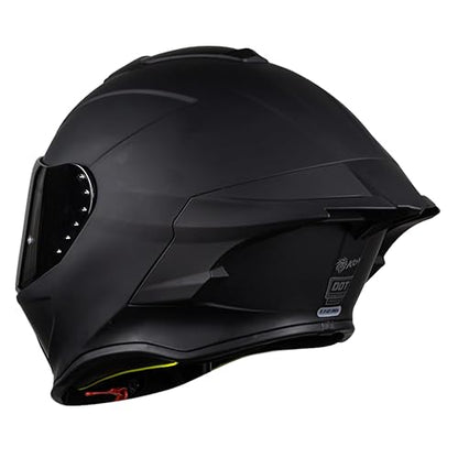 KOV Casco Buster Integral Negro Mate Deportivo ALERON AERODINAMICO para Moto Certificado Dot