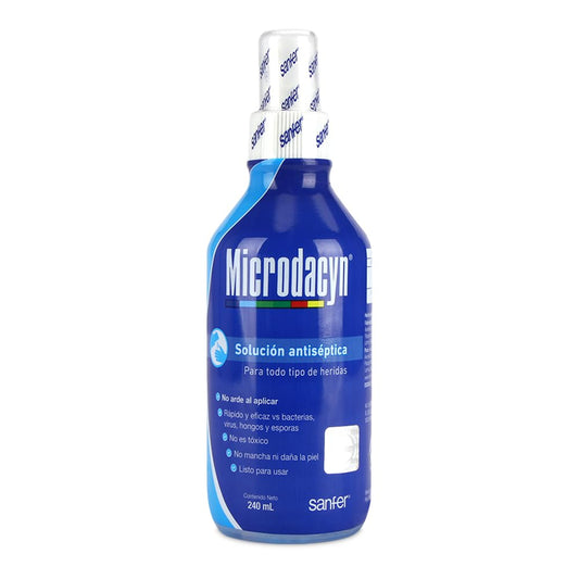 Microdacyn Antiséptico Spray Heridas Sin Alcohol Superoxidación (240ML) | Solución electrolizada de superoxidación, limpia y desinfecta heridas, no arde, amplio espectro, sin alcohol, 120 ml